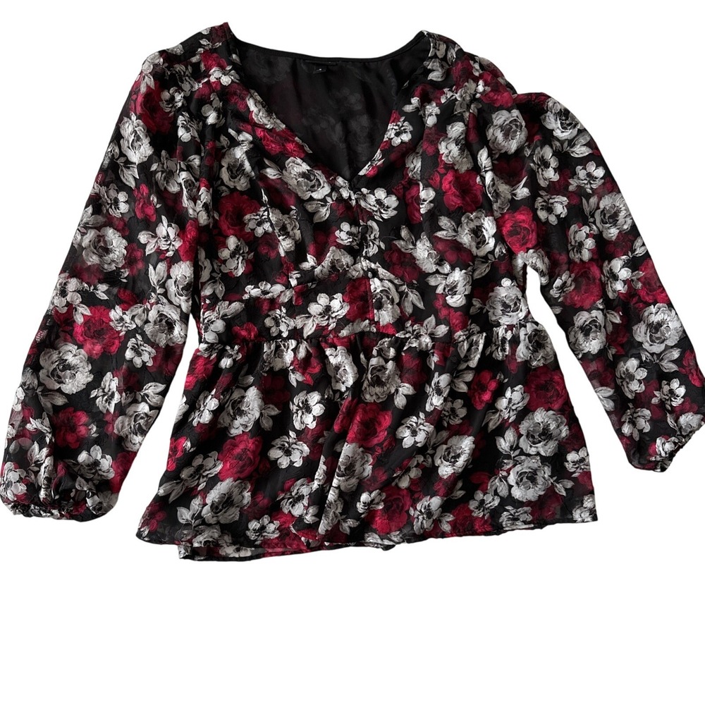 Torrid Womens Floral Fairy Grunge Babydoll Top Size 2 Black Witchy Artsy Sheer